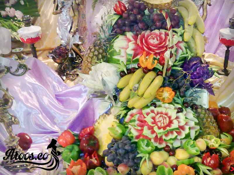 تزیین سفره عقد با میوه آرایی تزیین سفره عقد با میوه آرایی